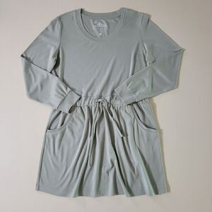 Sahalie Sage Green Long Sleeve Scoop-neck Tshirt Dress